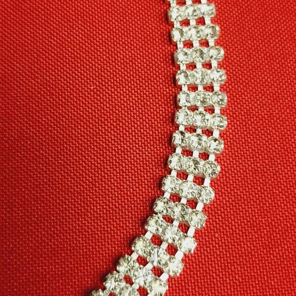 Vintage Napier Necklace Silvertone 3 Rows Layered Rhinestones - Picture 6 of 10